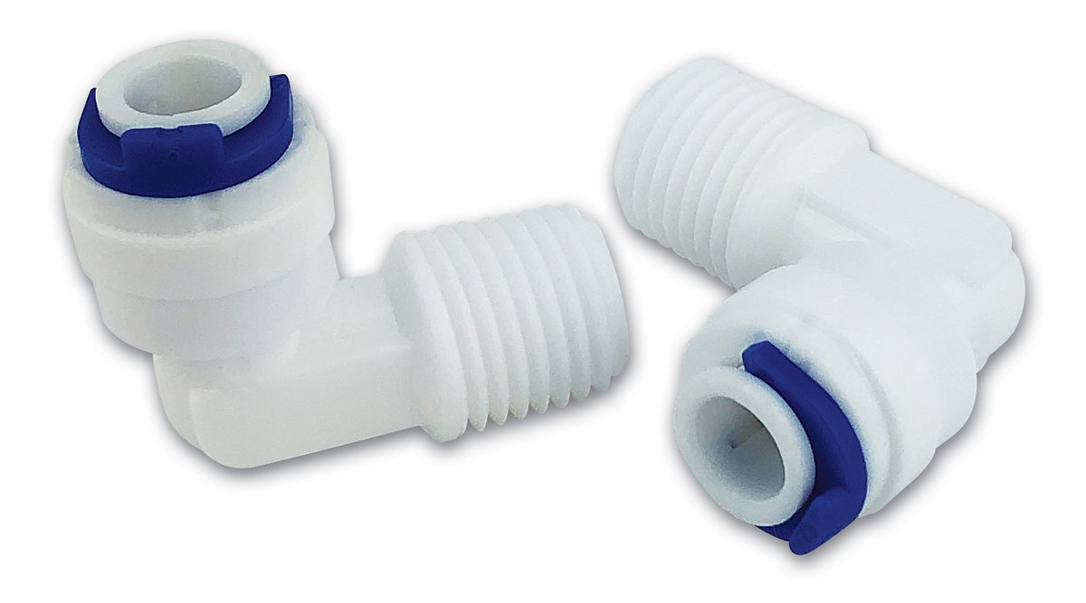 Finerfilters 1/4" Male x 1/4" Push Fit Plastic Elbow Fittings Pack of 2 Fittings