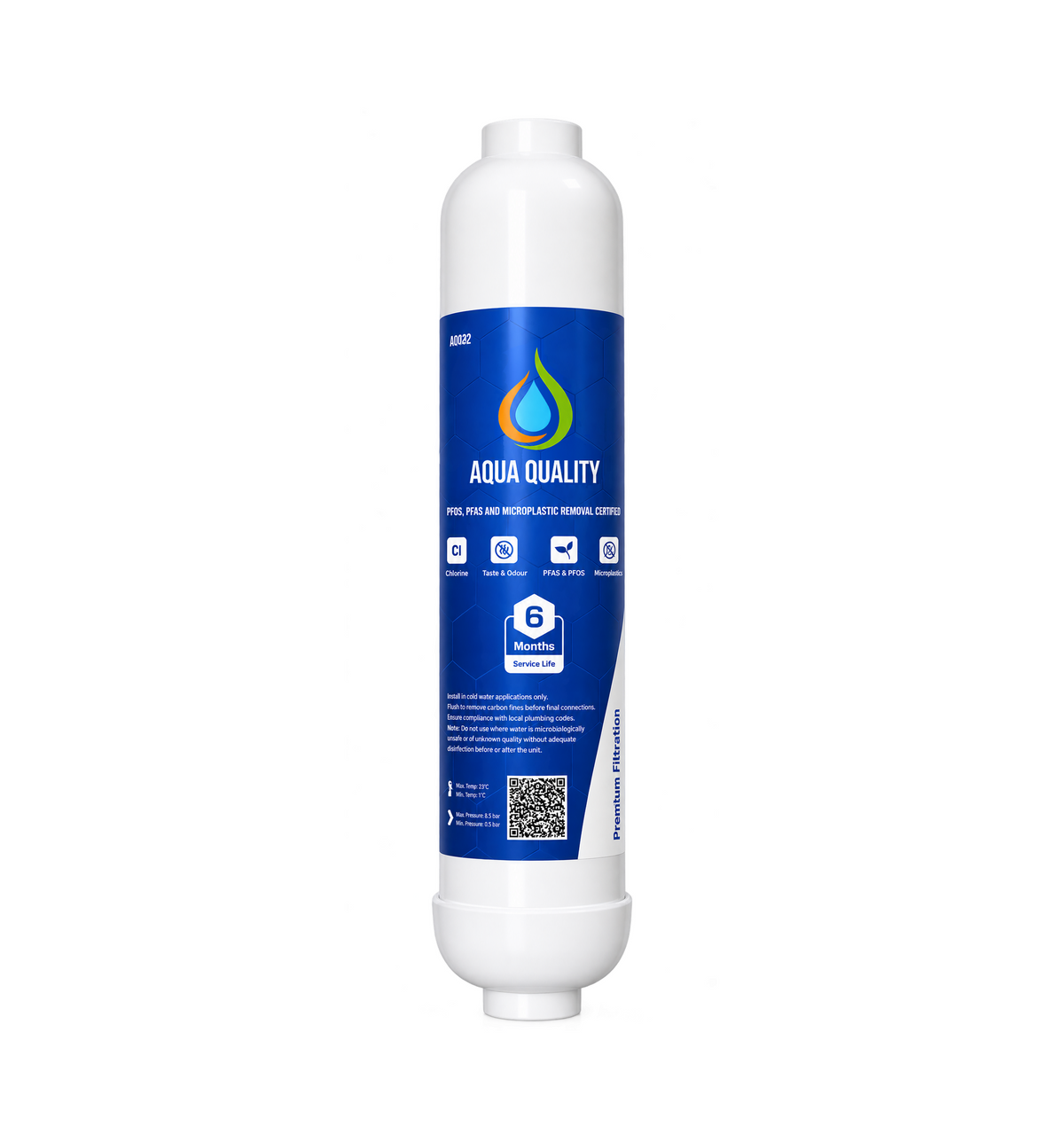 Aqua Quality AQ002 PFOS/PFAS & Microplastic Inline Water Filter – 1/4" Push-Fit