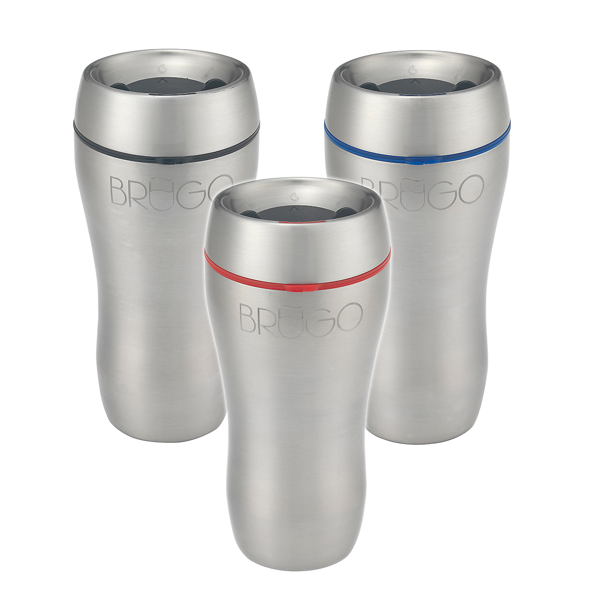 BruGo Leak Proof Insulated Travel Mug with Built-In Temperature Control Chamber in Stainless Steel